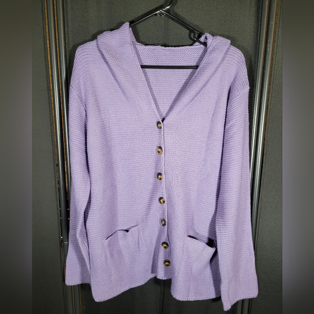 Lavender/purple Button-Up Women's Sweater